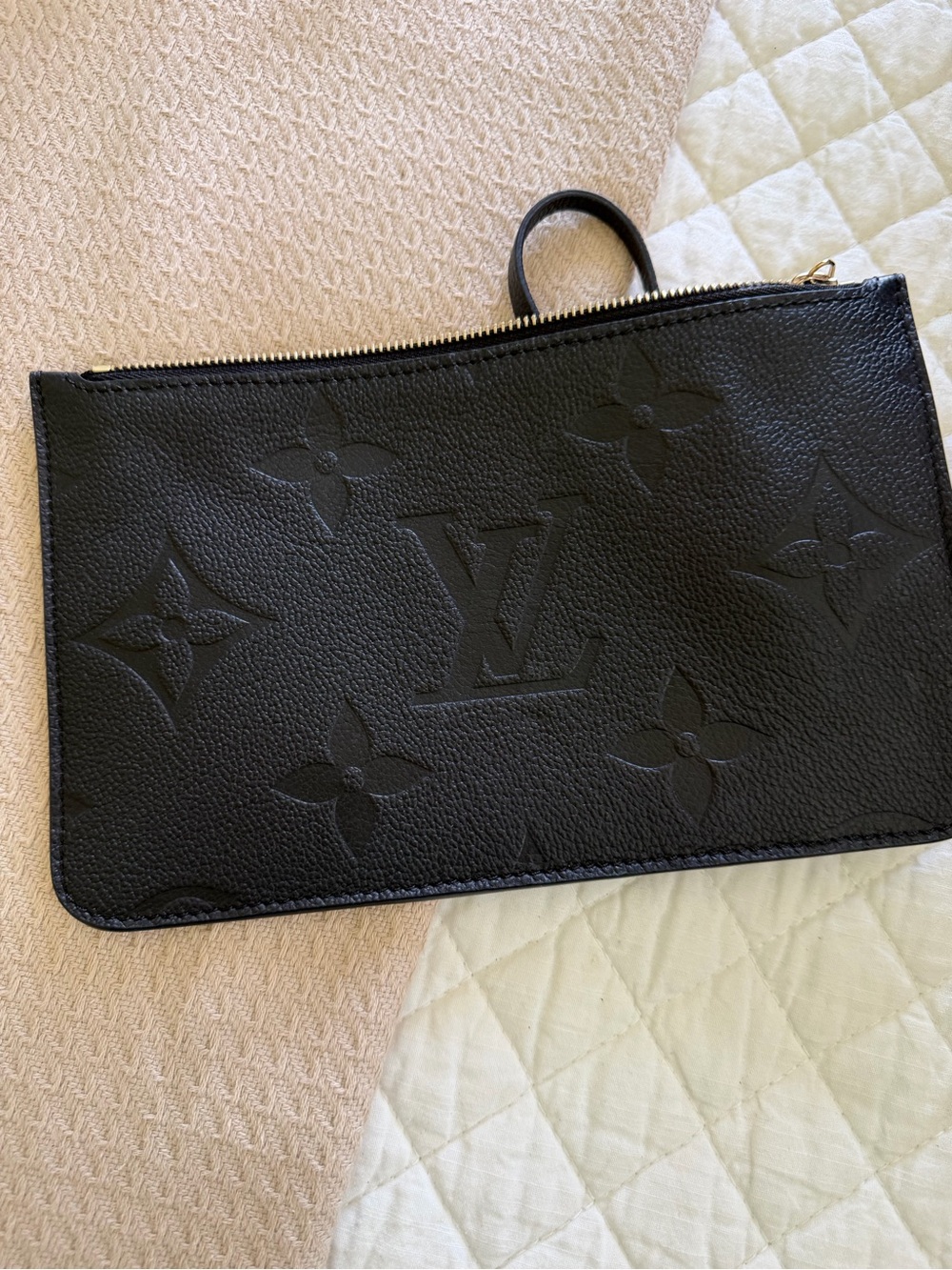 Louis Vuitton Black Monogram-Embossed Leather Tote with Gold Hardware - Picture 7 of 8